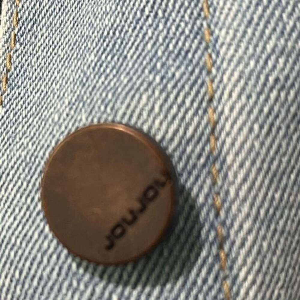 Jou Jou Women's Distressed Blue Denim Jacket size XL - Picture 7 of 10